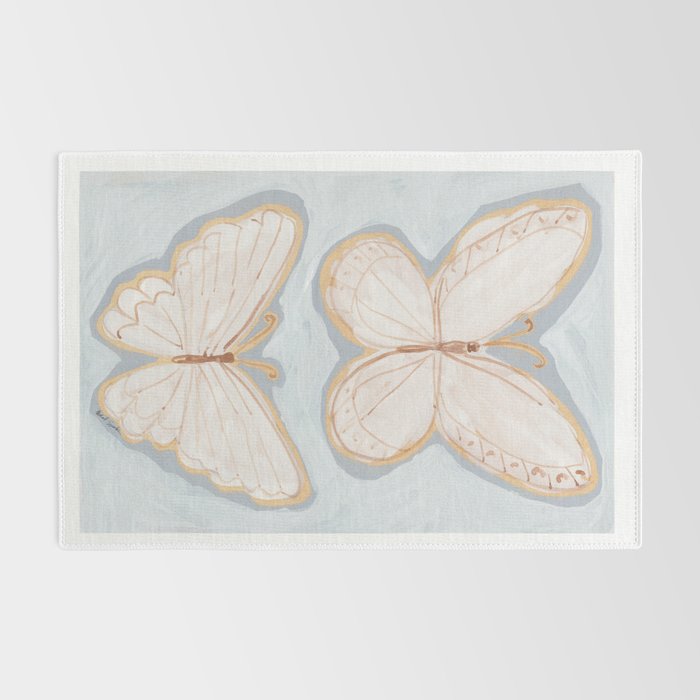 Two Butterflies on Blue Rug Gallery Image 2