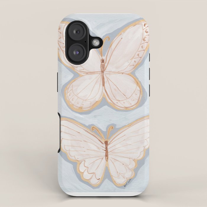 Two Butterflies on Blue iPhone Case