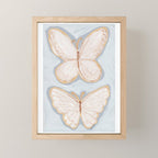 Two Butterflies on Blue Mini Art Print Gallery Image 1