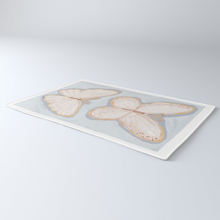 Two Butterflies on Blue Rug Gallery Image 3