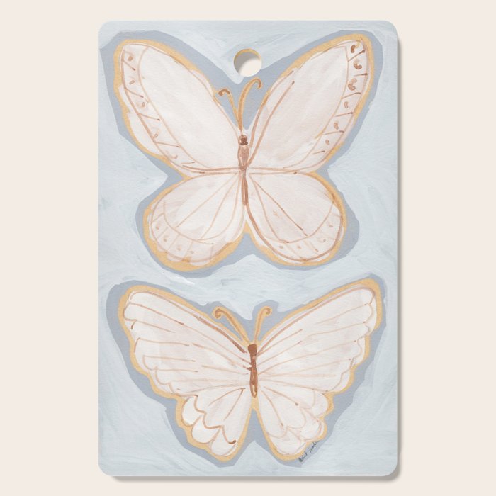 Two Butterflies on Blue Cutting Board Gallery Image 1