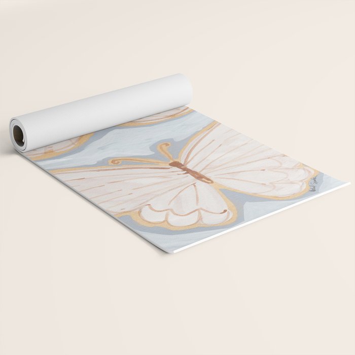 Two Butterflies on Blue Yoga Mat Gallery Image 2
