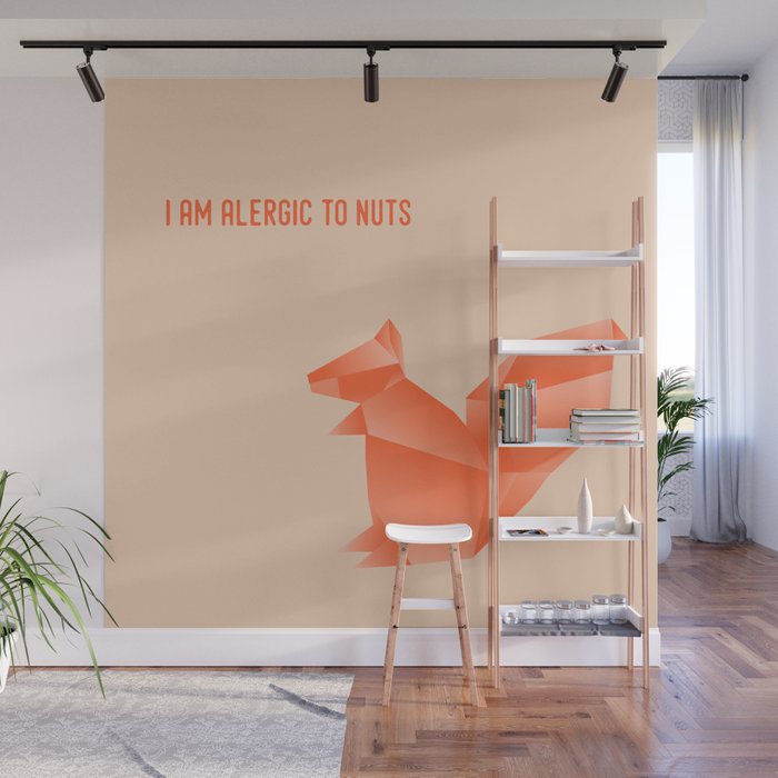 Allergic to Nuts - Origami Orange Squirrel Wall Mural Gallery Image 1