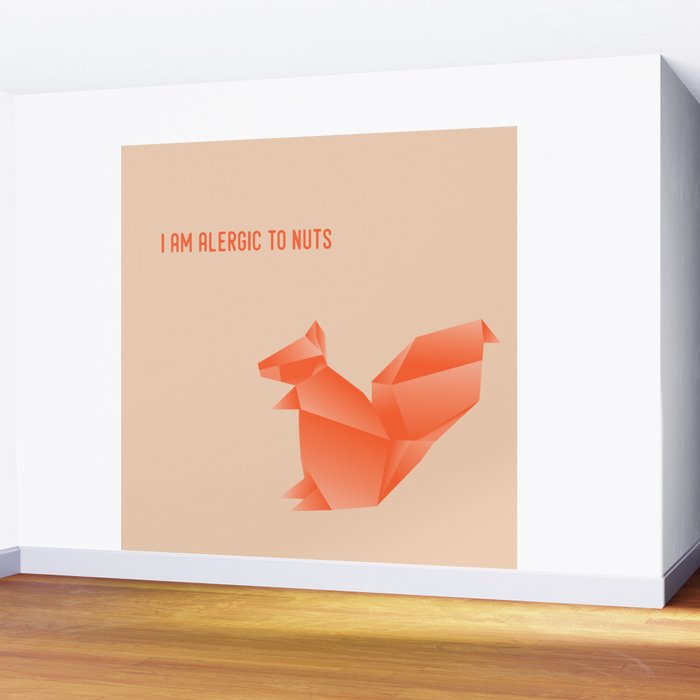 Allergic to Nuts - Origami Orange Squirrel Wall Mural Gallery Image 2