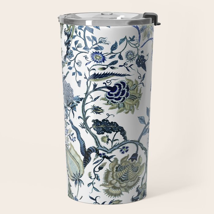 Blue vintage chinoiserie flora Travel Mug Gallery Image 2