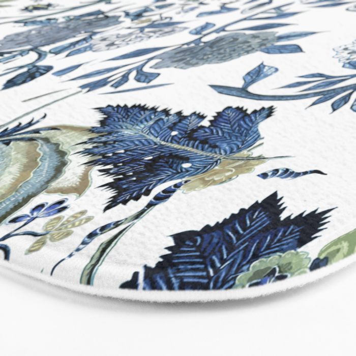 Blue vintage chinoiserie flora Bath Mat Gallery Image 3