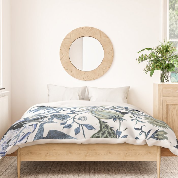 Blue vintage chinoiserie flora Duvet Cover Gallery Image 3
