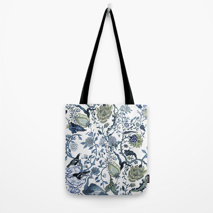 Blue vintage chinoiserie flora Tote Bag Gallery Image 2