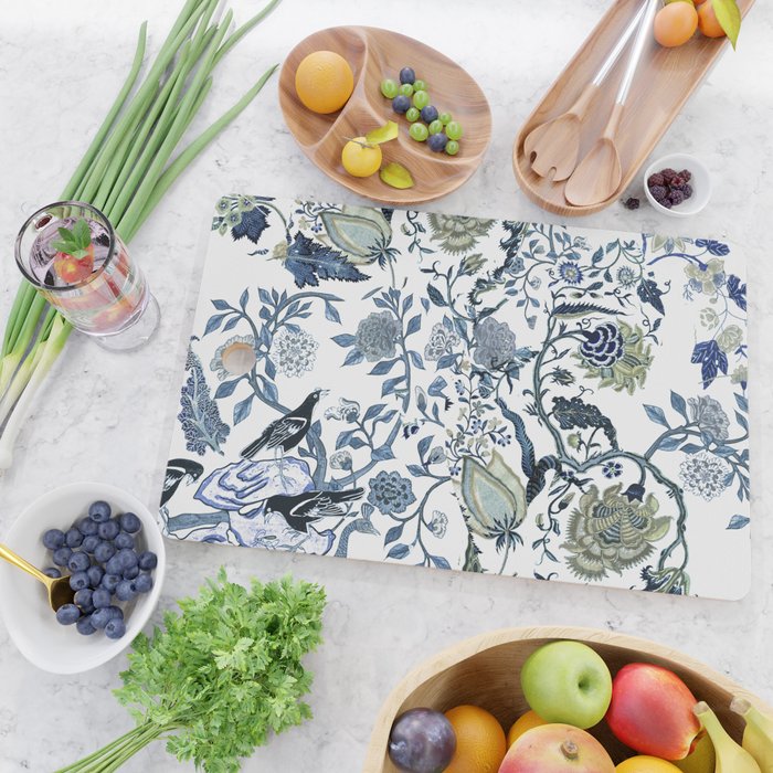 Blue vintage chinoiserie flora Cutting Board Gallery Image 2