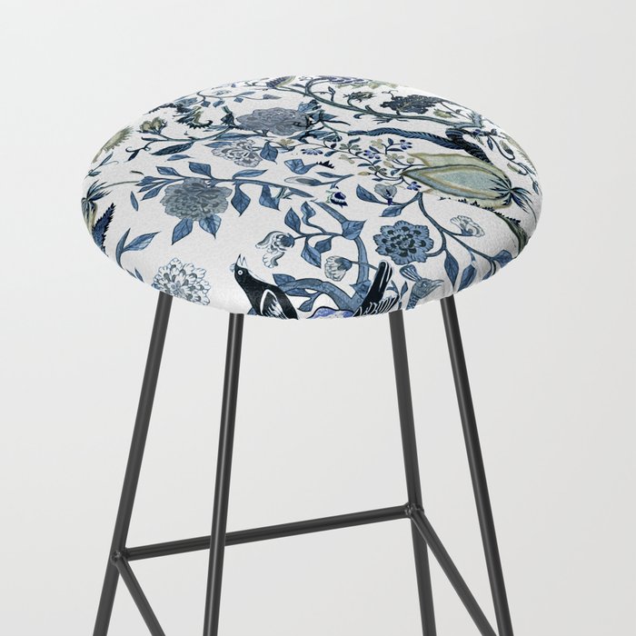 Blue vintage chinoiserie flora Stool Gallery Image 2