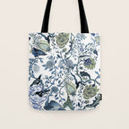 Blue vintage chinoiserie flora Tote Bag Gallery Image 1