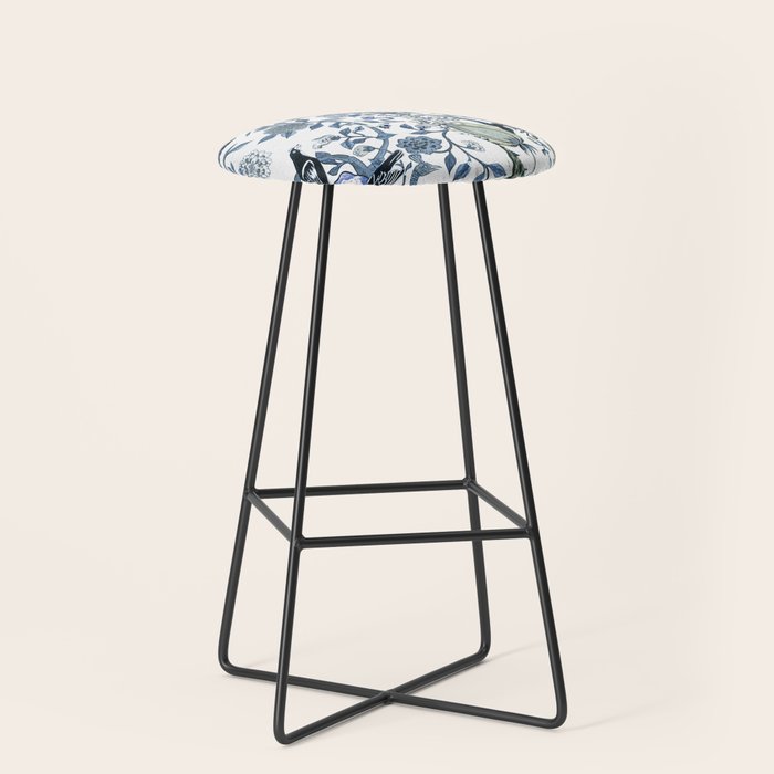 Blue vintage chinoiserie flora Stool Gallery Image 1