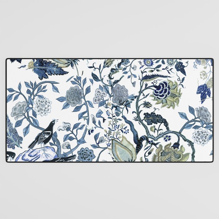 Blue vintage chinoiserie flora Desk Mat Gallery Image 3