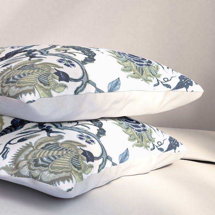 Blue vintage chinoiserie flora Pillow Sham Gallery Image 3