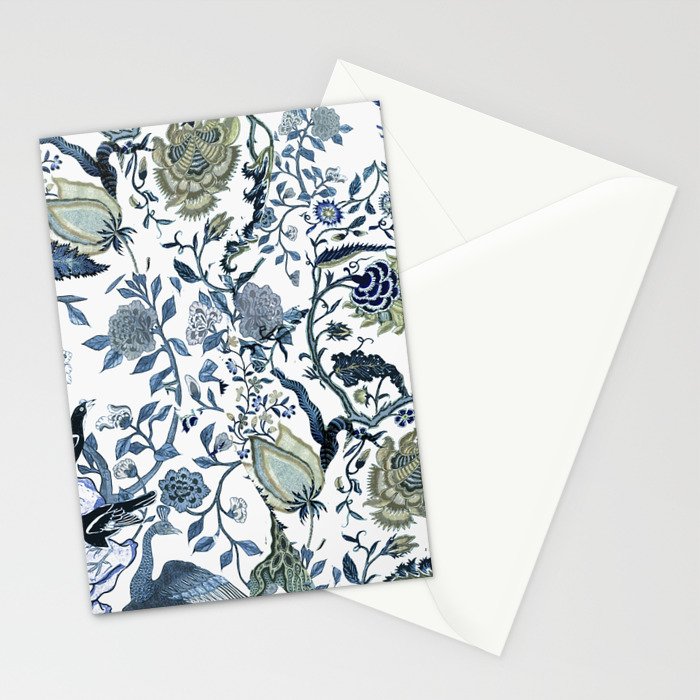 Blue vintage chinoiserie flora Stationery Card Gallery Image 2