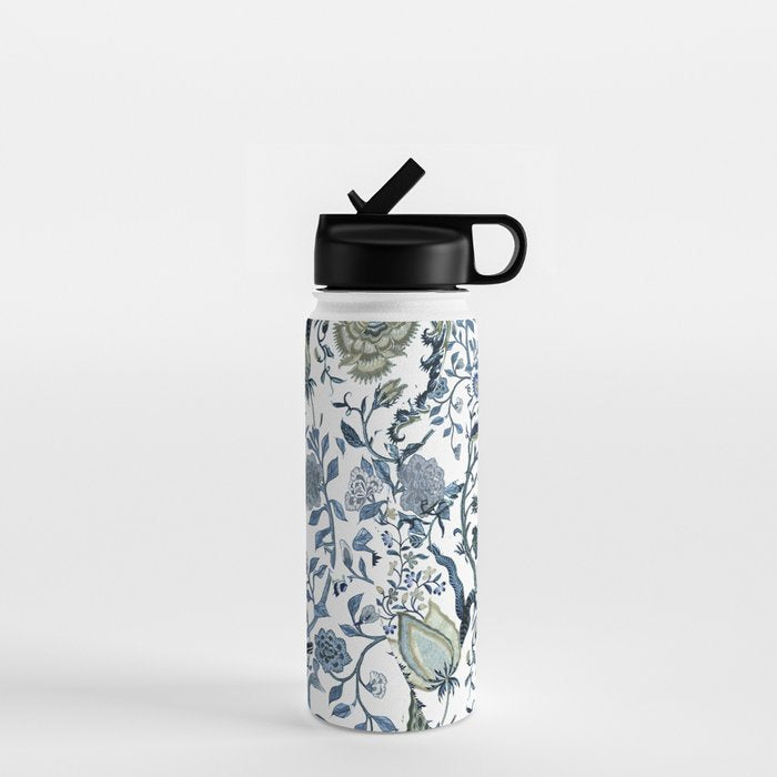Blue vintage chinoiserie flora Water Bottle Gallery Image 1