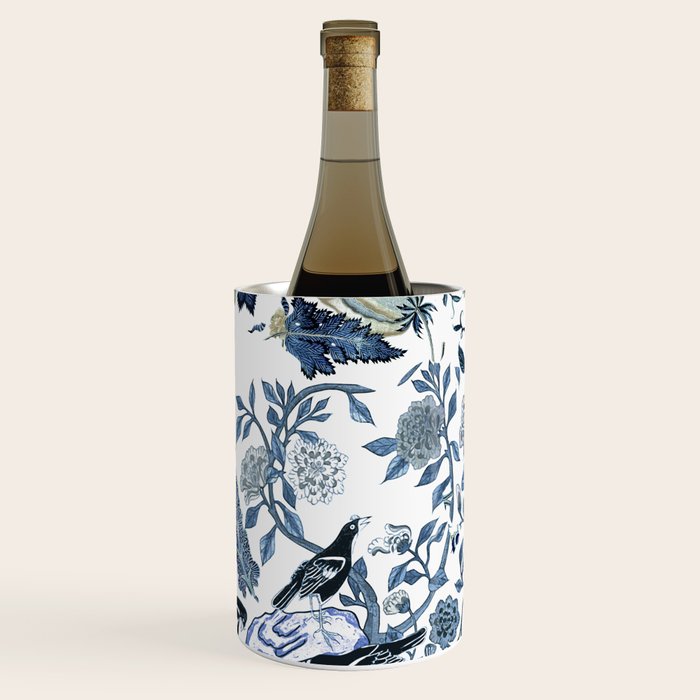 Blue vintage chinoiserie flora Wine Chiller Gallery Image 2