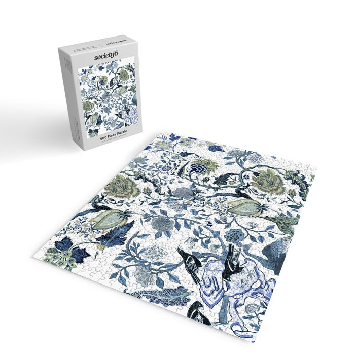 Blue vintage chinoiserie flora Jigsaw Puzzle Gallery Image 2