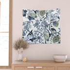 Blue vintage chinoiserie flora Wall Tapestry Gallery Image 2
