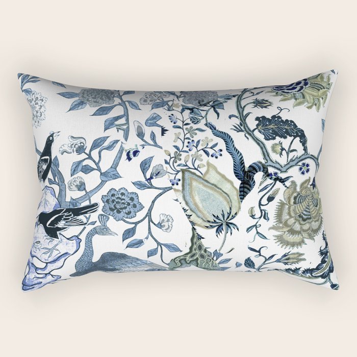Blue vintage chinoiserie flora Rectangular Pillow Gallery Image 1