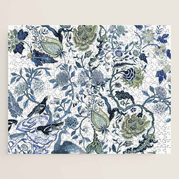 Blue vintage chinoiserie flora Jigsaw Puzzle Gallery Image 1