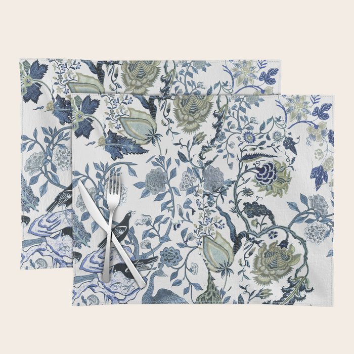 Blue vintage chinoiserie flora Placemat Gallery Image 1