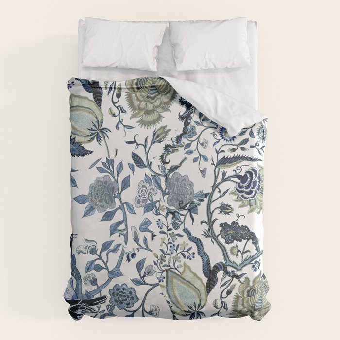 Blue vintage chinoiserie flora Duvet Cover Gallery Image 6