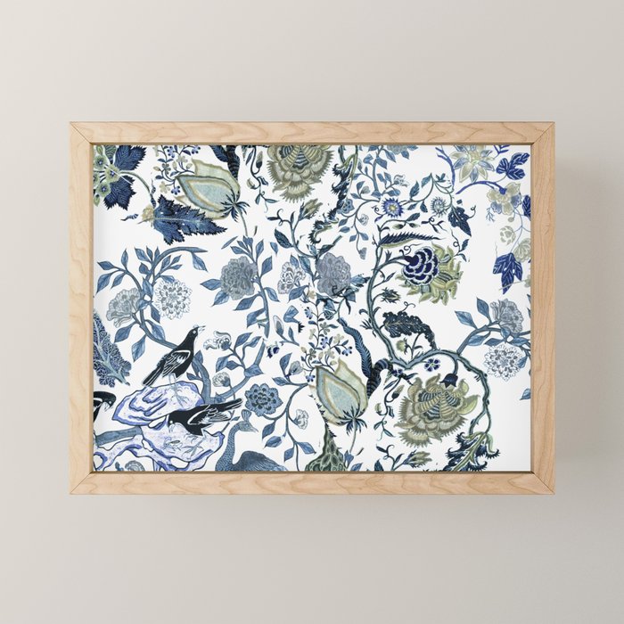 Blue vintage chinoiserie flora Mini Art Print Gallery Image 1