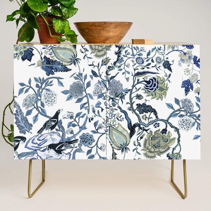 Blue vintage chinoiserie flora Credenza Gallery Image 1