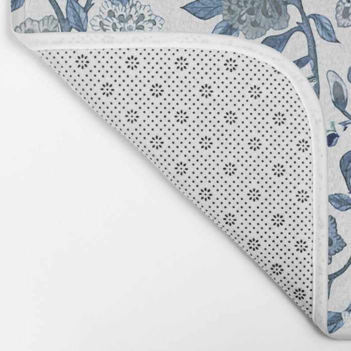 Blue vintage chinoiserie flora Bath Mat Gallery Image 2