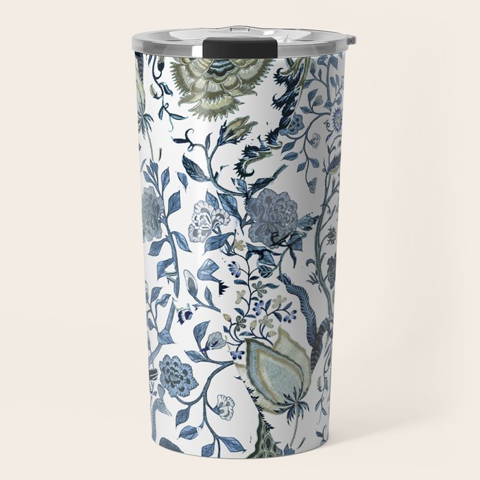Blue vintage chinoiserie flora Travel Mug Gallery Image 1