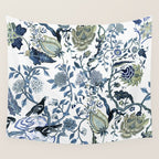 Blue vintage chinoiserie flora Wall Tapestry Gallery Image 4