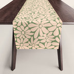 Retro Floral - Green and Cream  Table Runner Gallery Image 1