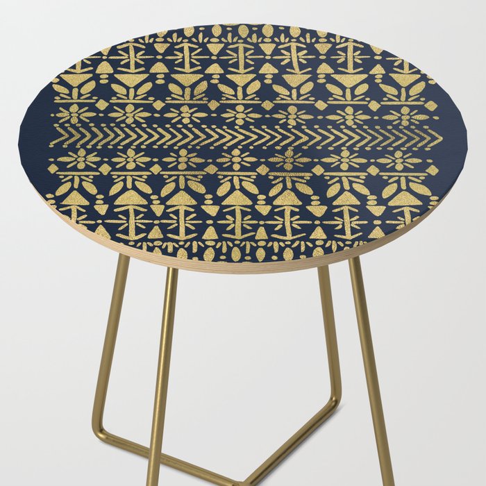 Norwegian Pattern - Gold on Navy Side Table Gallery Image 2