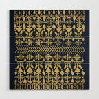 Norwegian Pattern - Gold on Navy Wood Wall Art Gallery Image 1