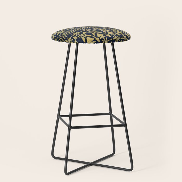 Norwegian Pattern - Gold on Navy Stool Gallery Image 1