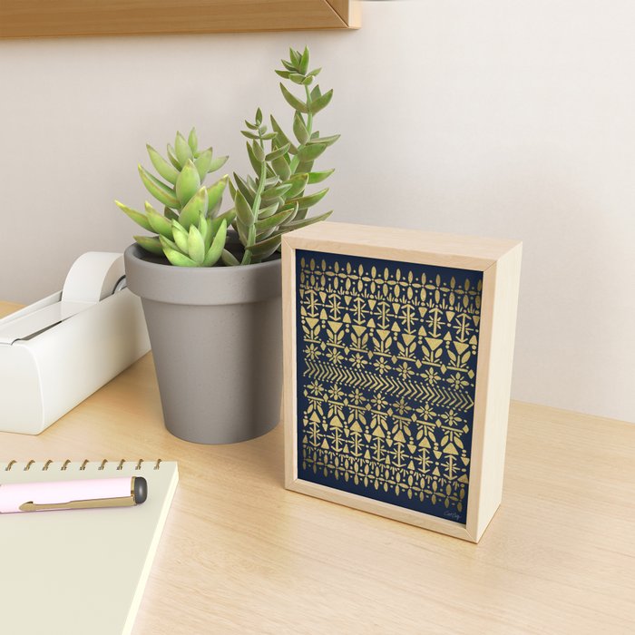 Norwegian Pattern - Gold on Navy Mini Art Print Gallery Image 2