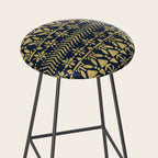 Norwegian Pattern - Gold on Navy Stool Gallery Image 2