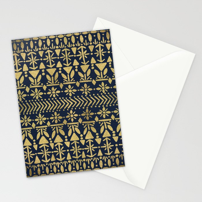 Norwegian Pattern - Gold on Navy Stationery Card Gallery Image 2