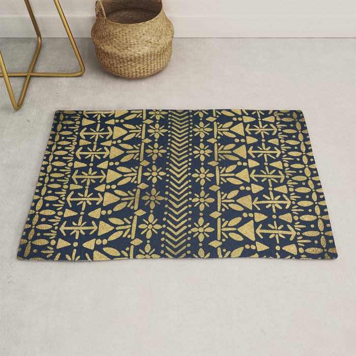 Norwegian Pattern - Gold on Navy Rug Gallery Image 1