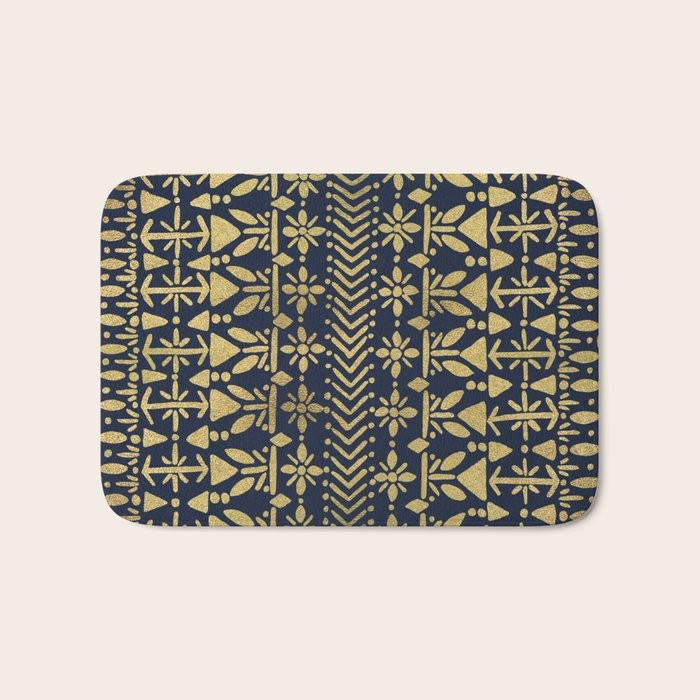 Norwegian Pattern - Gold on Navy Bath Mat Gallery Image 1