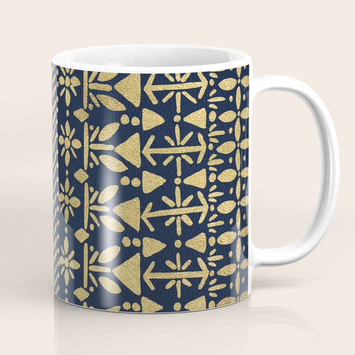 Norwegian Pattern - Gold on Navy Coffee Mug Gallery Image 1