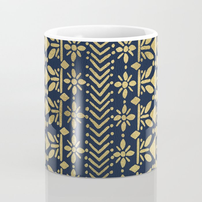 Norwegian Pattern - Gold on Navy Coffee Mug Gallery Image 4