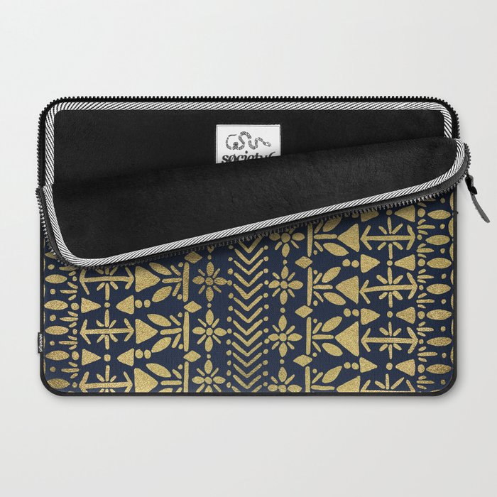 Norwegian Pattern - Gold on Navy Laptop Sleeve Gallery Image 2