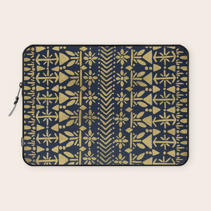 Norwegian Pattern - Gold on Navy Laptop Sleeve Gallery Image 1