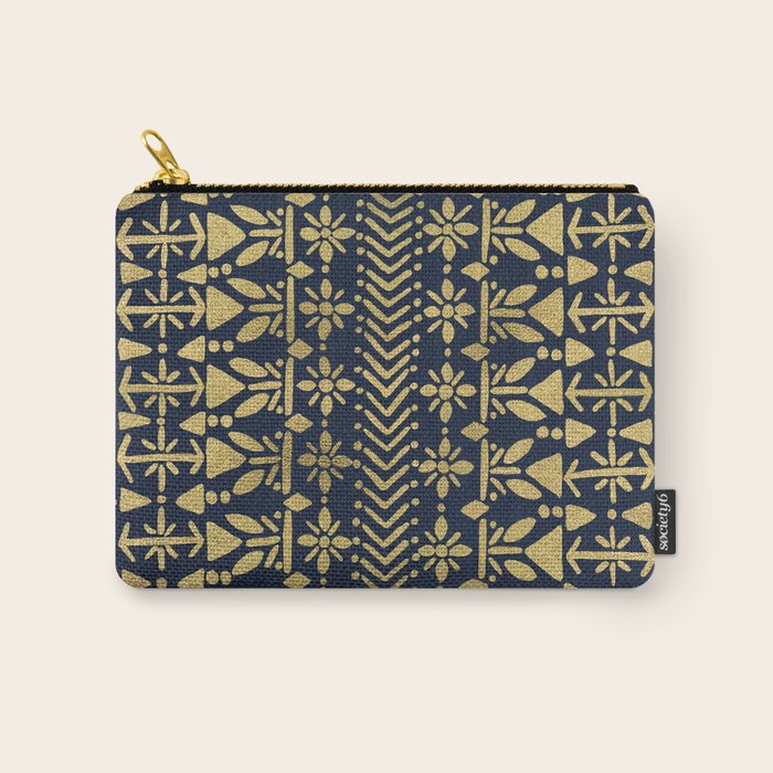 Norwegian Pattern - Gold on Navy Carry All Pouch Gallery Image 1