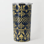 Norwegian Pattern - Gold on Navy Travel Mug Gallery Image 1
