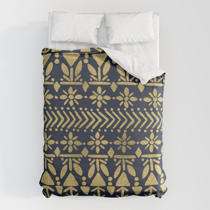 Norwegian Pattern - Gold on Navy Duvet Cover Gallery Image 6