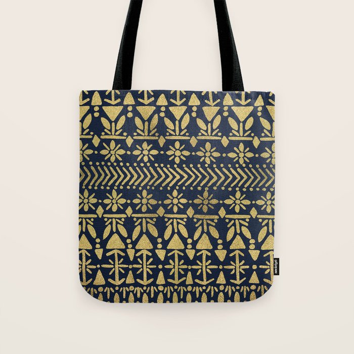 Norwegian Pattern - Gold on Navy Tote Bag Gallery Image 1