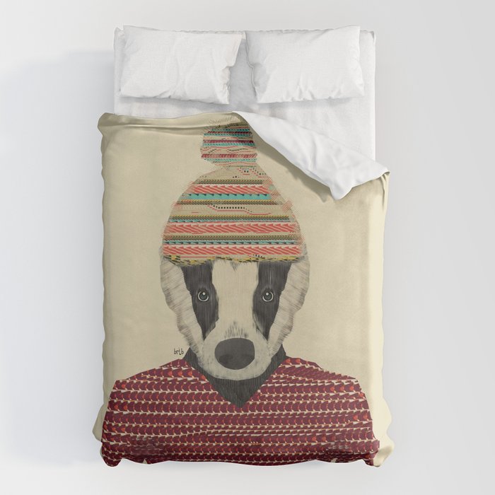 seb the badger  Duvet Cover Gallery Image 1